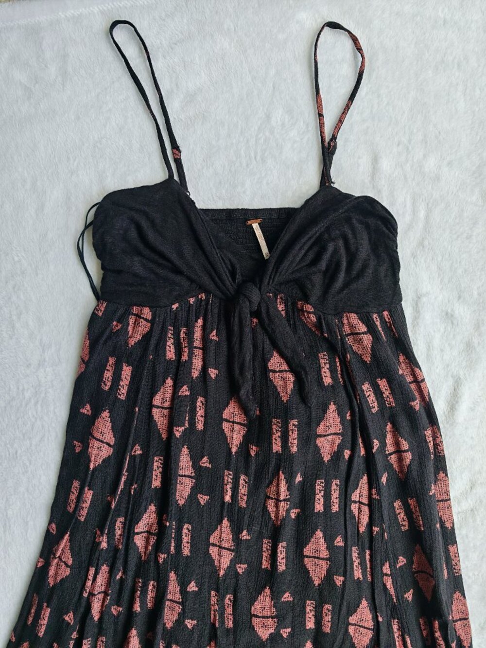 Free People Black Boho High Low Maxi Dress Tie Flowy size xs - Picture 6 of 14